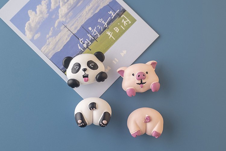 wholesale panda and shiba inu animal rear fridge magnets, decorative stickers, cartoon animal rear, creative modern minimalist magnetic stickers, resin factory direct