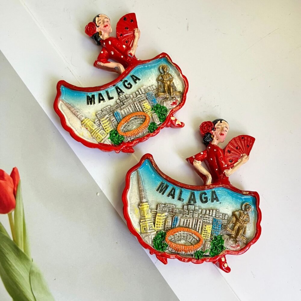 wholesale malaga geometric 3d landmark building resin hand-painted large fridge magnets for home decoration factory direct