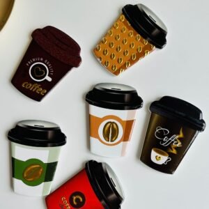 wholesale 3d gold-plated coffee-shaped fridge magnets, creative paper cup design for home daily decoration factory direct