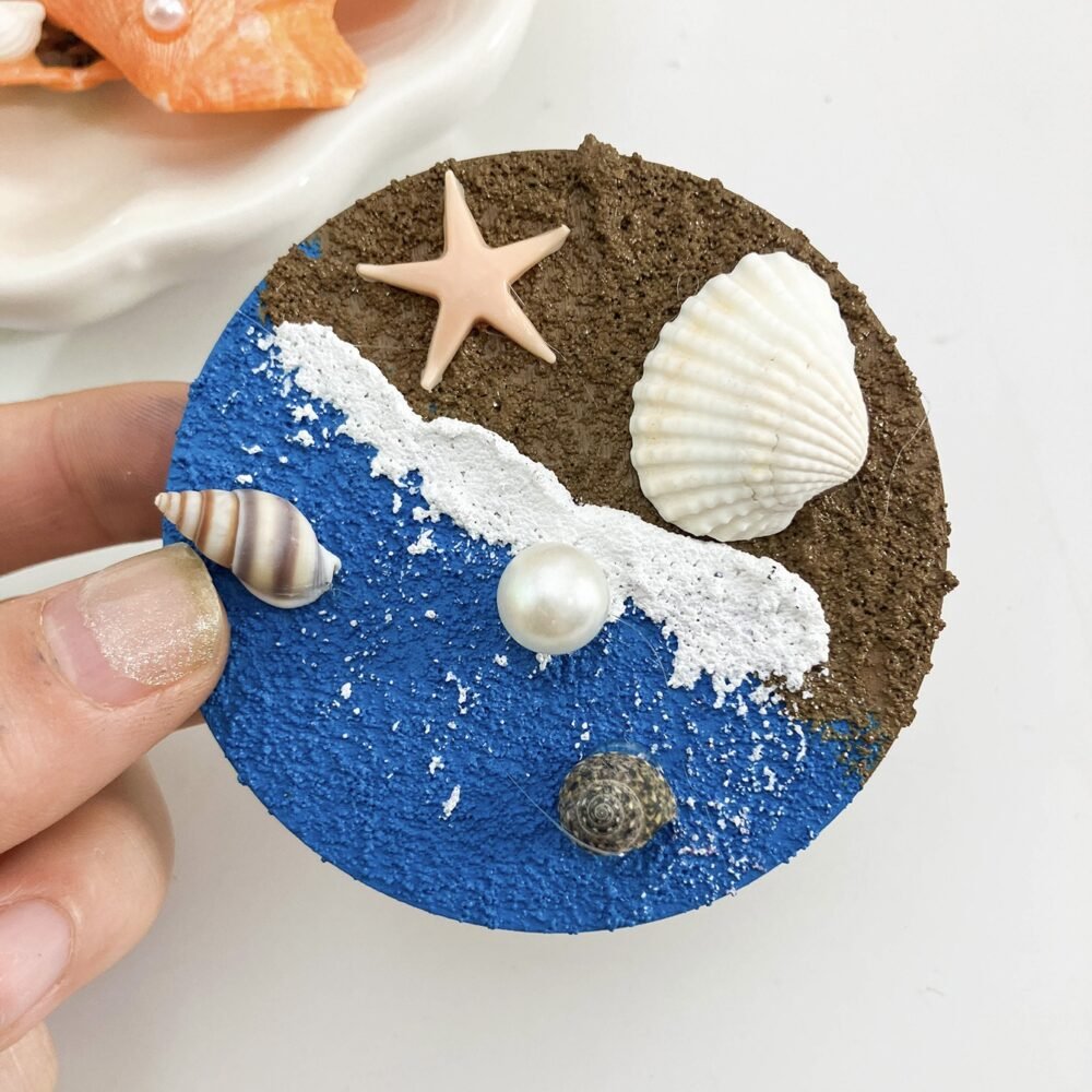 wholesale diy textured painting fridge magnets with natural shell magnetic attraction, 3d embossed seaside scenery, handcrafted factory direct wholesale diy textured painting fridge magnets with natural shell magnetic attraction, 3d embossed seaside scenery, handcrafted factory direct