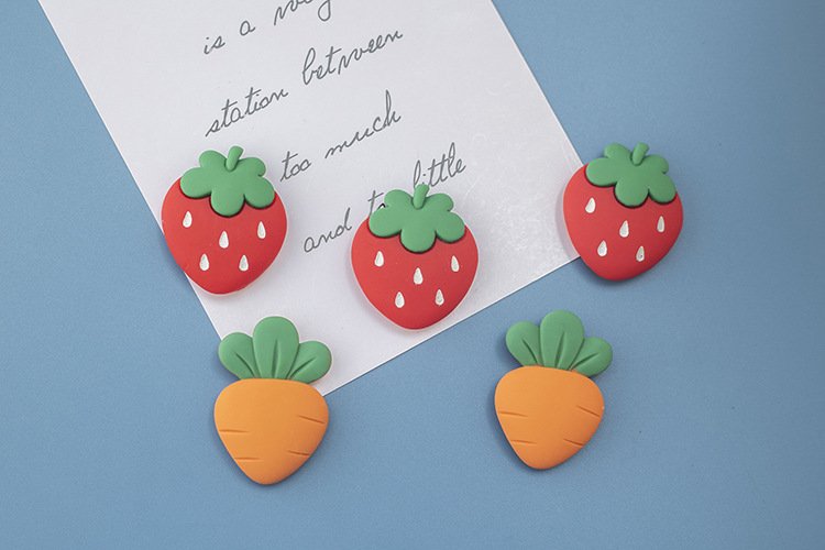wholesale cute carrot fridge magnets, strong magnetic stickers, creative magnetic stickers for children's early education with carrots, strawberries, pineapples factory direct