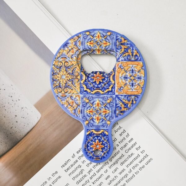 wholesale gourd bottle opener fridge magnets, melamine material with embossed texture and gold-plated craftsmanship, blue and white porcelain bottle opener factory direct