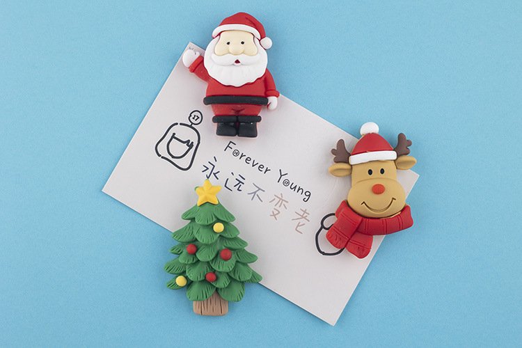 wholesale christmas themed fridge magnets: santa claus, santa's head, reindeer, snowman, christmas tree factory direct