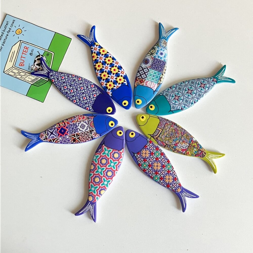 wholesale fish-shaped fridge magnets in bohemian style, colorful melamine material with embossed patterns for home daily decorations factory direct