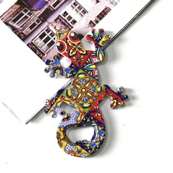 wholesale lizard melamine bottle opener with gold-plated craftsmanship, colorful patterns, bohemian style for home daily use factory direct