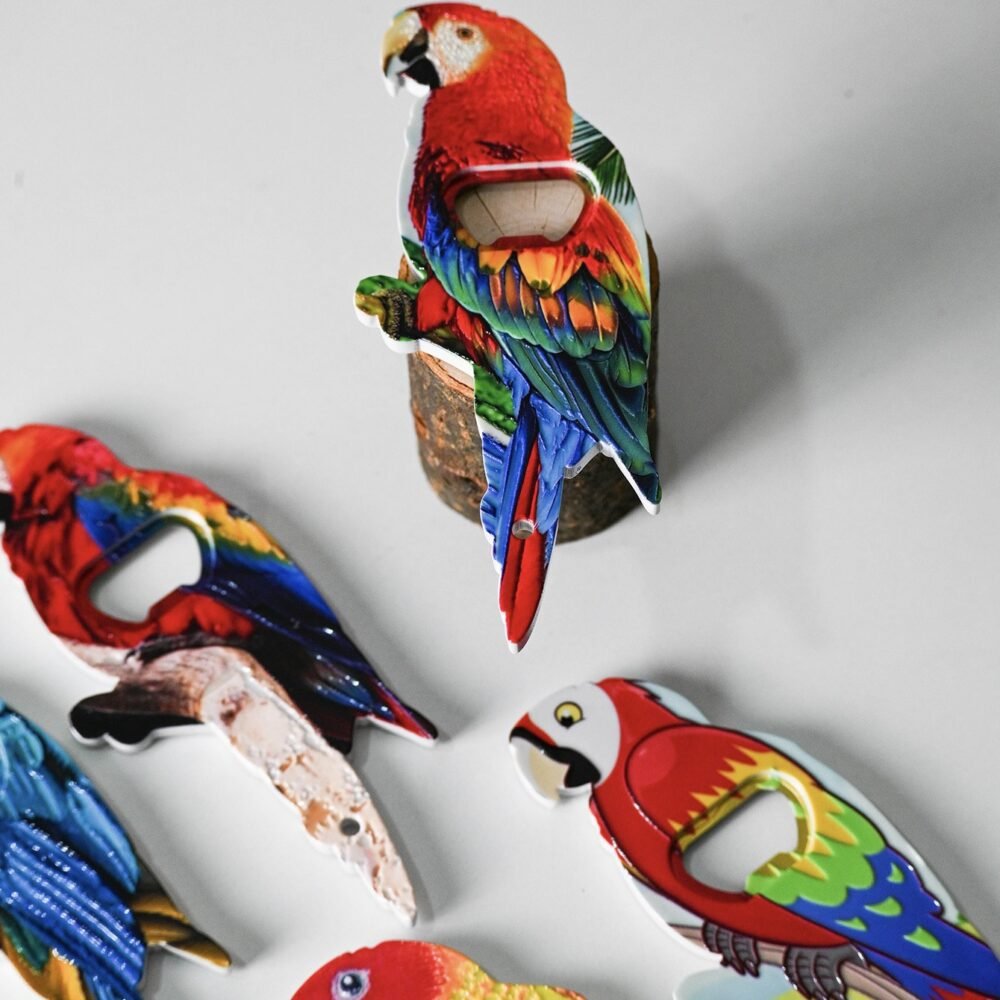 wholesale parrot bottle opener fridge magnets, melamine material with embossed craftsmanship, cute fridge magnets with colorful patterns factory direct wholesale parrot bottle opener fridge magnets, melamine material with embossed craftsmanship, cute fridge magnets with colorful patterns factory direct