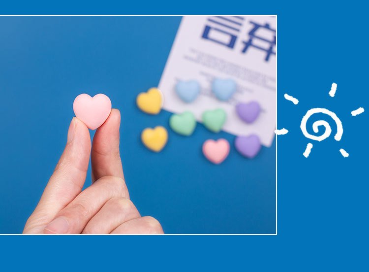 wholesale creative japanese style heart-shaped sandblasted retro color fridge magnets, photo wall instant photo magnets, ins message board decoration factory direct