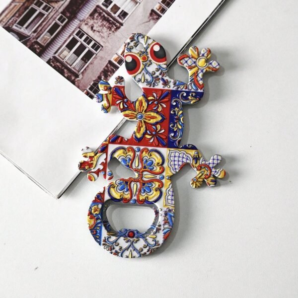 wholesale lizard melamine bottle opener with gold-plated craftsmanship, colorful patterns, bohemian style for home daily use factory direct