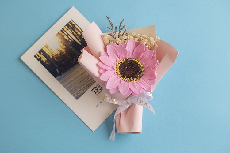 wholesale 3d realistic sunflower dried bouquet fridge magnets, magnetic stickers, wedding fridge decorations, iron magnets, magnetic stickers factory direct