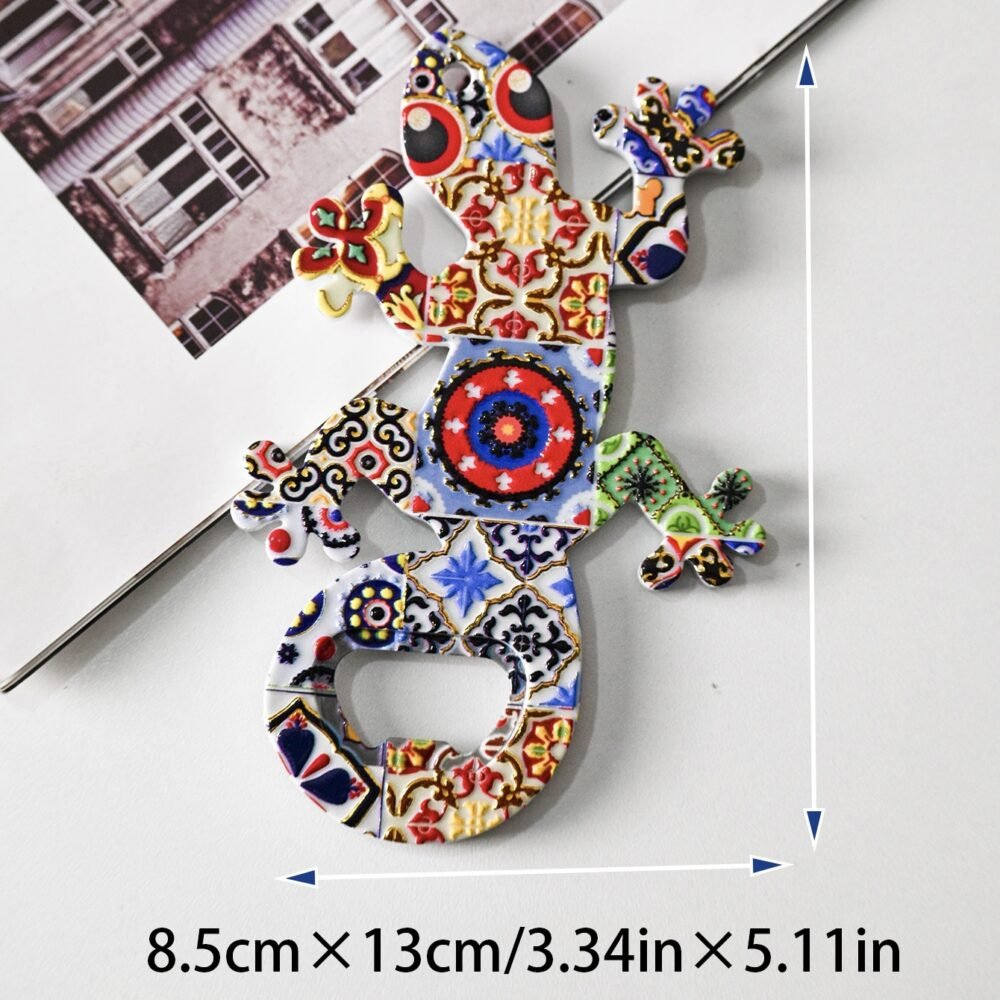 wholesale lizard melamine bottle opener with gold-plated craftsmanship, colorful patterns, bohemian style for home daily use factory direct