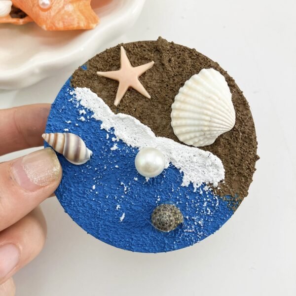 wholesale diy textured painting fridge magnets with natural shell magnetic attraction, 3d embossed seaside scenery, handcrafted factory direct
