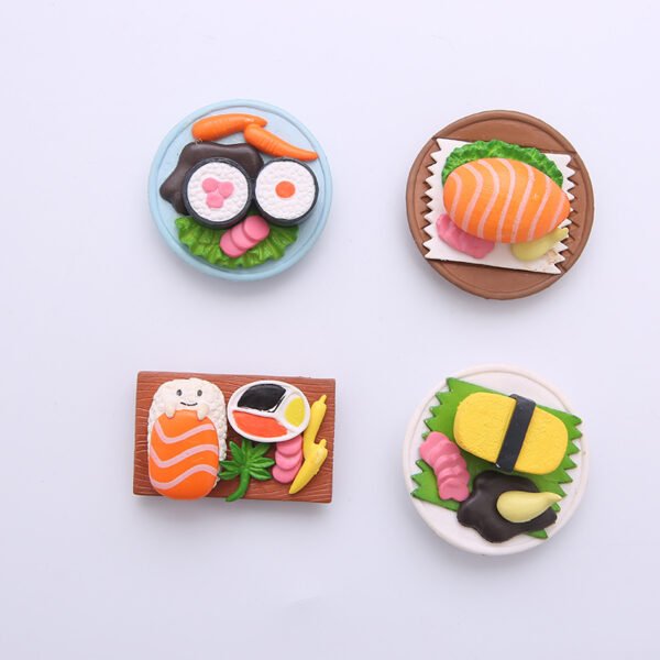 wholesale creative sushi 3d magnetic clips, photo and message stickers fridge magnets, magnetic stickers, cute ironstone home decorations factory direct
