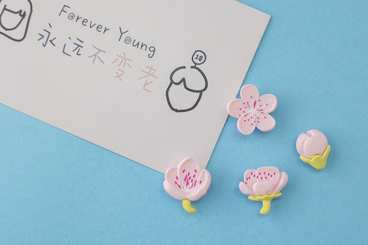 wholesale fresh resin fridge magnets, magnetic stickers, magnetic iron stickers, country flowers, creative whiteboard stickers, peach blossom magnetic stickers, cup stickers factory direct