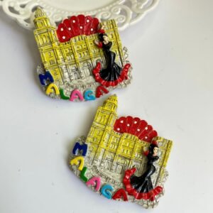 wholesale malaga geometric 3d landmark building resin hand-painted large fridge magnets for home decoration factory direct