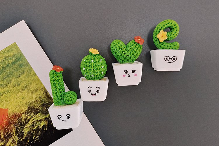 wholesale love cactus and small succulents, nordic plants, ins magnetic fridge magnets, 3d resin, museum and bookstore cultural and creative products factory direct