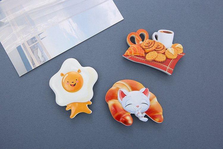 wholesale pet food fridge magnets: hamburgers, bread, fried eggs, cheese, bacon, sandwiches, hot dogs, snacks factory direct