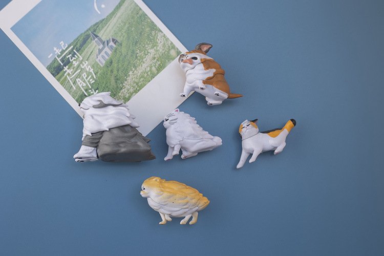 wholesale adorable windblown cats and dogs fridge magnets, magnetic stickers, home decorations, ins personalized creative cartoons, 3d magnetic stickers factory direct
