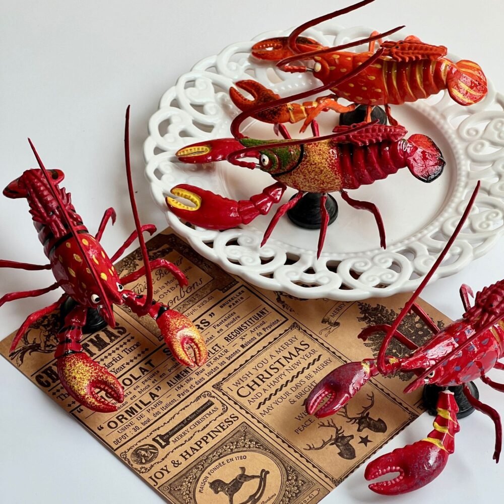 wholesale adorable realistic lobster-shaped fridge magnets with movable limbs, colorful painted design for home daily use factory direct
