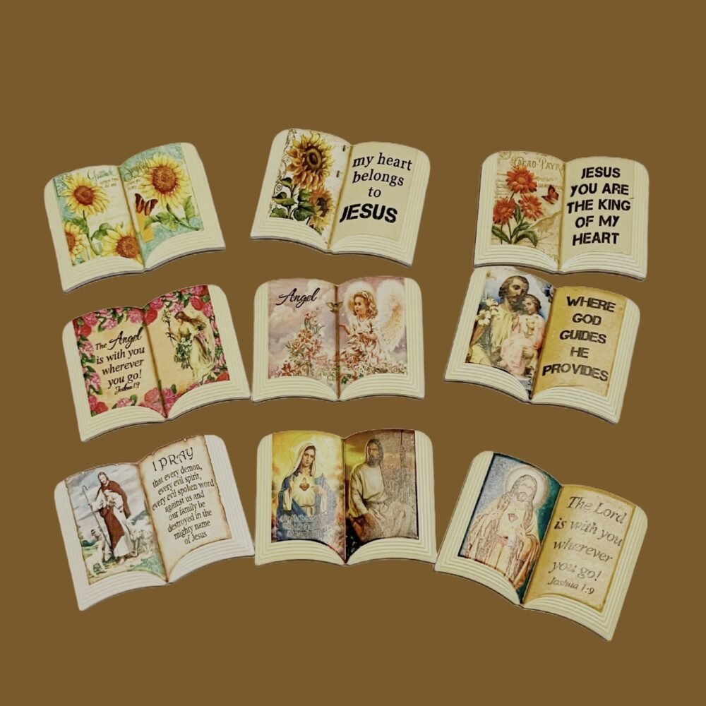 wholesale book-shaped ceramic fridge magnets, religious book design, suitable for home daily use and festival gifts, decorative fridge magnets factory direct