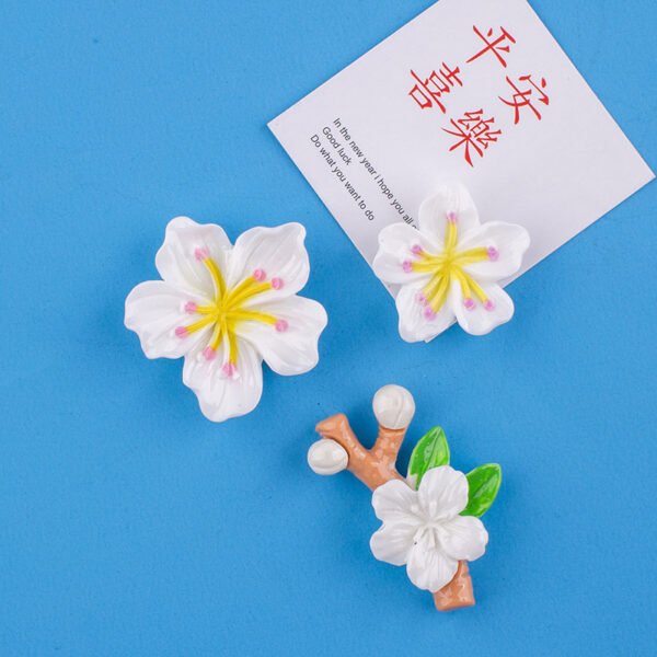 wholesale adorable flower decorative magnetic stickers, 3d home message board magnets, peach blossom fridge magnets with branches, set factory direct