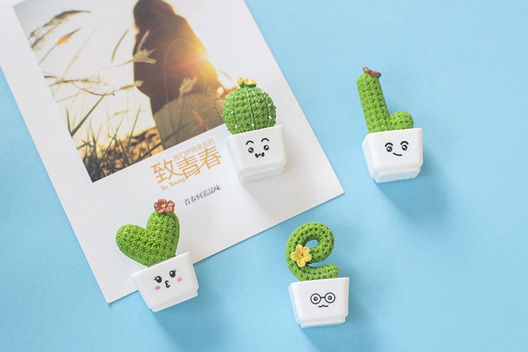 wholesale creative love cactus-shaped fridge magnets, magnetic stickers, green plant magnetic stickers, ironstone, message board stickers, note stickers factory direct