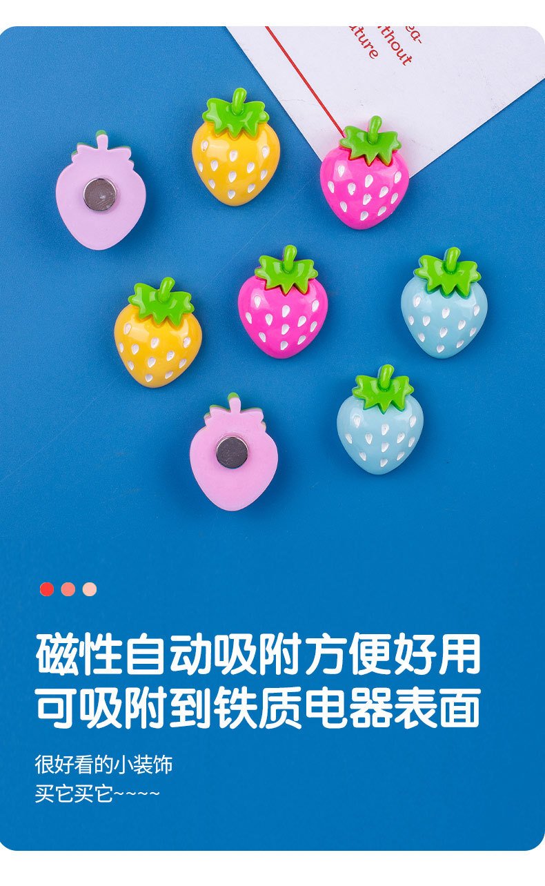 wholesale strawberry fridge magnets, magnetic stickers, chinese style, 3d anti-collision ironstone, new year decorations, creative magnetic stickers factory direct