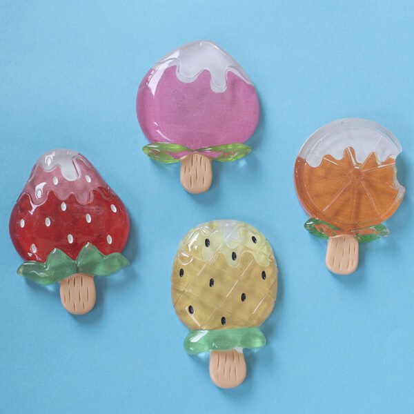 wholesale summer ice cream fridge magnets, magnetic stickers, creative cartoon, cute resin strawberries with jelly texture, home decorative message stickers factory direct