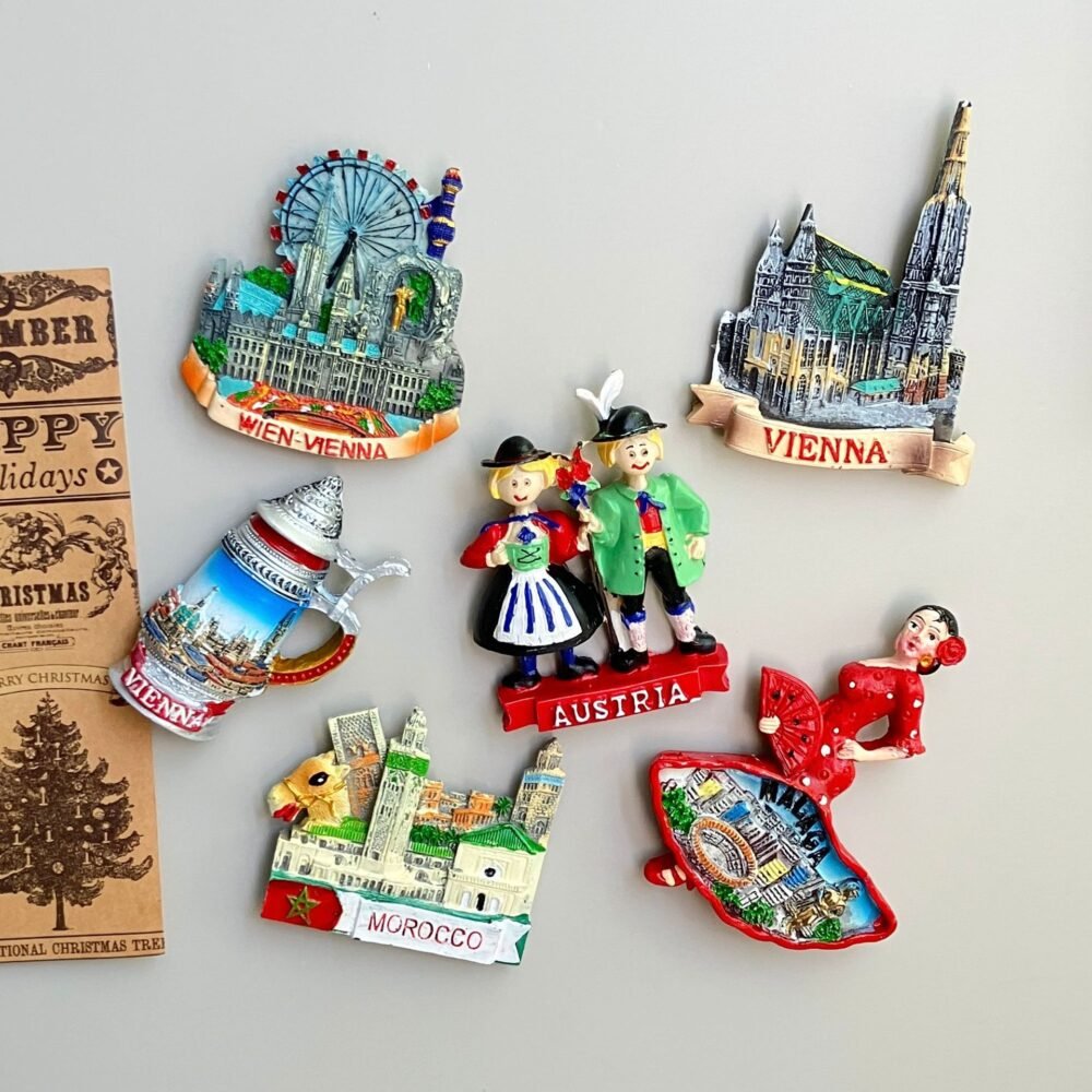 wholesale 3d travel scenery, architectural, and figurine souvenirs, hand-painted resin fridge magnets for home decoration and daily use factory direct