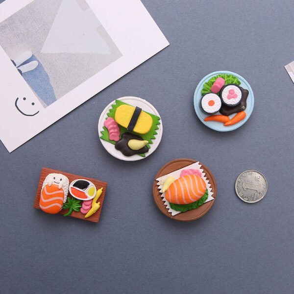 wholesale creative sushi 3d magnetic clips, photo and message stickers fridge magnets, magnetic stickers, cute ironstone home decorations factory direct