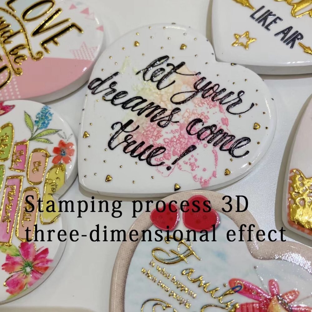 wholesale gold-plated ceramic fridge magnets, heart shape, 3d effect for home decoration factory direct