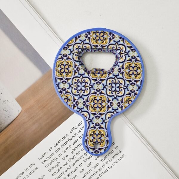 wholesale gourd bottle opener fridge magnets, melamine material with embossed texture and gold-plated craftsmanship, blue and white porcelain bottle opener factory direct