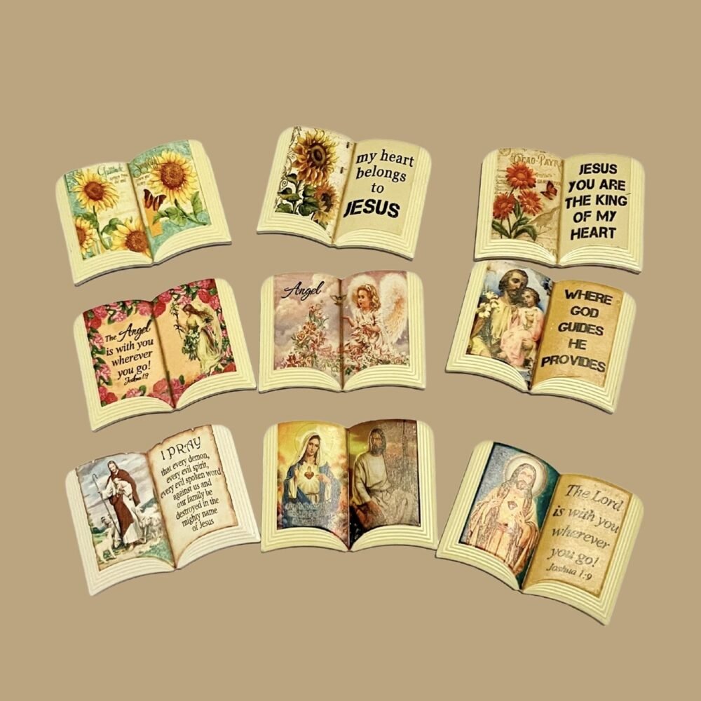 wholesale book-shaped ceramic fridge magnets, religious book design, suitable for home daily use and festival gifts, decorative fridge magnets factory direct