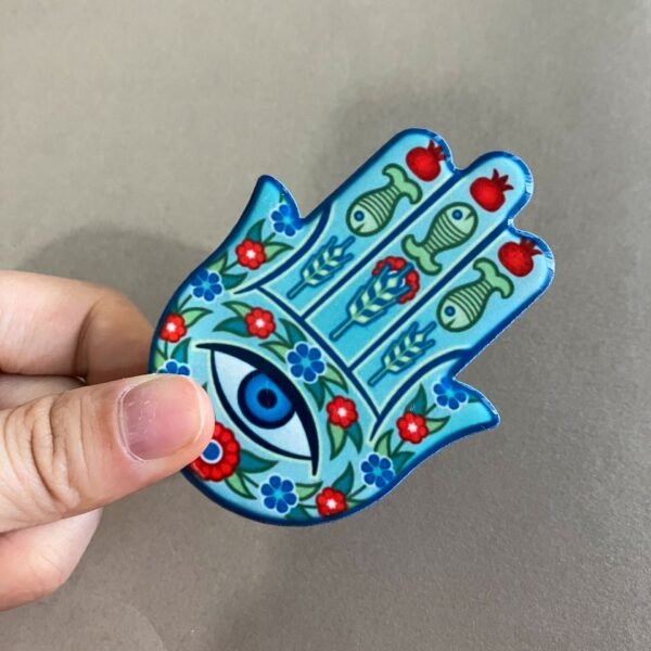wholesale hand of fatima ceramic fridge magnets, creative palm design, angel eye magnets for home decoration factory direct