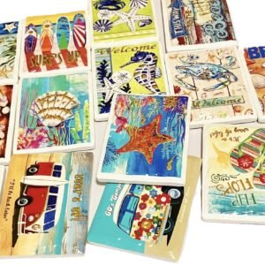 wholesale ocean series rectangular gold-plated 3d embossed ceramic fridge magnets for home daily decoration factory direct