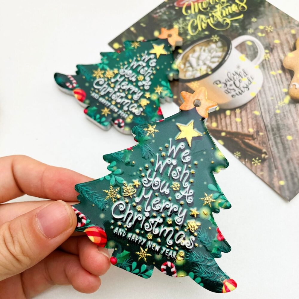 wholesale christmas tree party decorations, ceramic fridge magnets with embossed texture and gold-plated craftsmanship, creative home hanging accessories factory direct