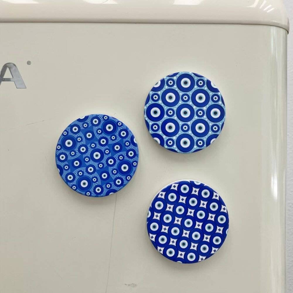 wholesale round angel eye ceramic fridge magnets, suitable for amazon cross-border european and american markets, home daily decorative magnets factory direct