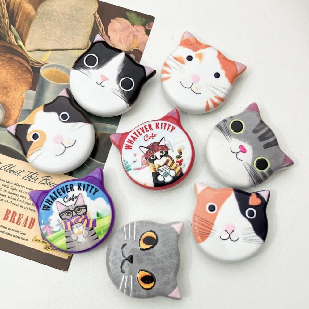 wholesale new arrival cute cat head fridge magnets, melamine material with embossed texture, shatter-resistant synthetic resin for home decoration factory direct