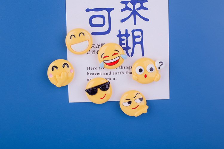 wholesale 3d creative funny and wacky emoji yellow smiley fridge magnets, magnetic stickers, home decorative magnetic stickers factory direct