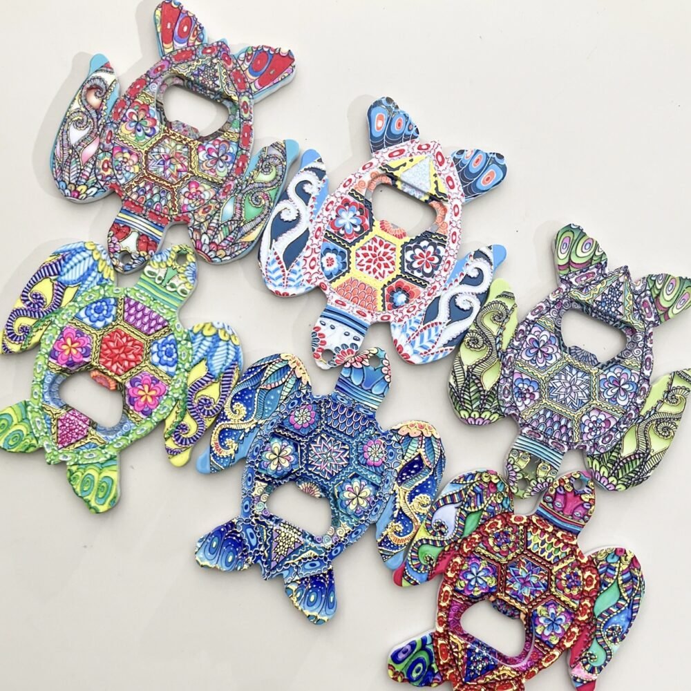 wholesale turtle bottle opener fridge magnets, melamine material with embossed texture and gold-plated craftsmanship, cute design magnets factory direct