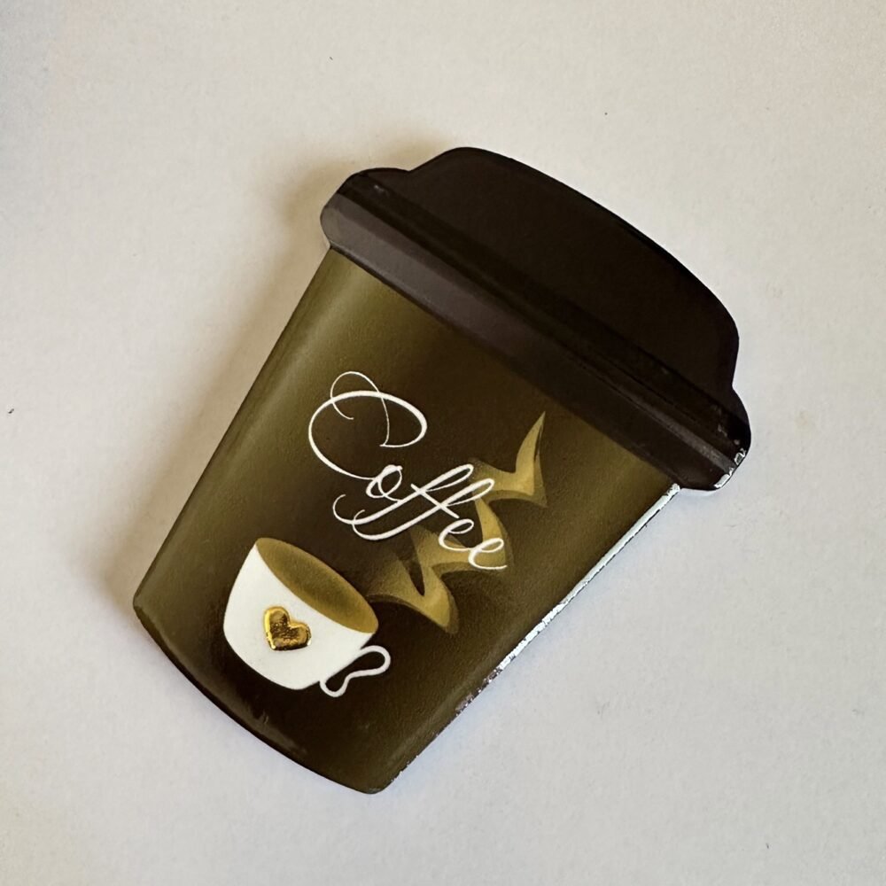 wholesale gold-plated 3d embossed coffee cup-shaped fridge magnets, waterproof creative ceramic for home daily use factory direct