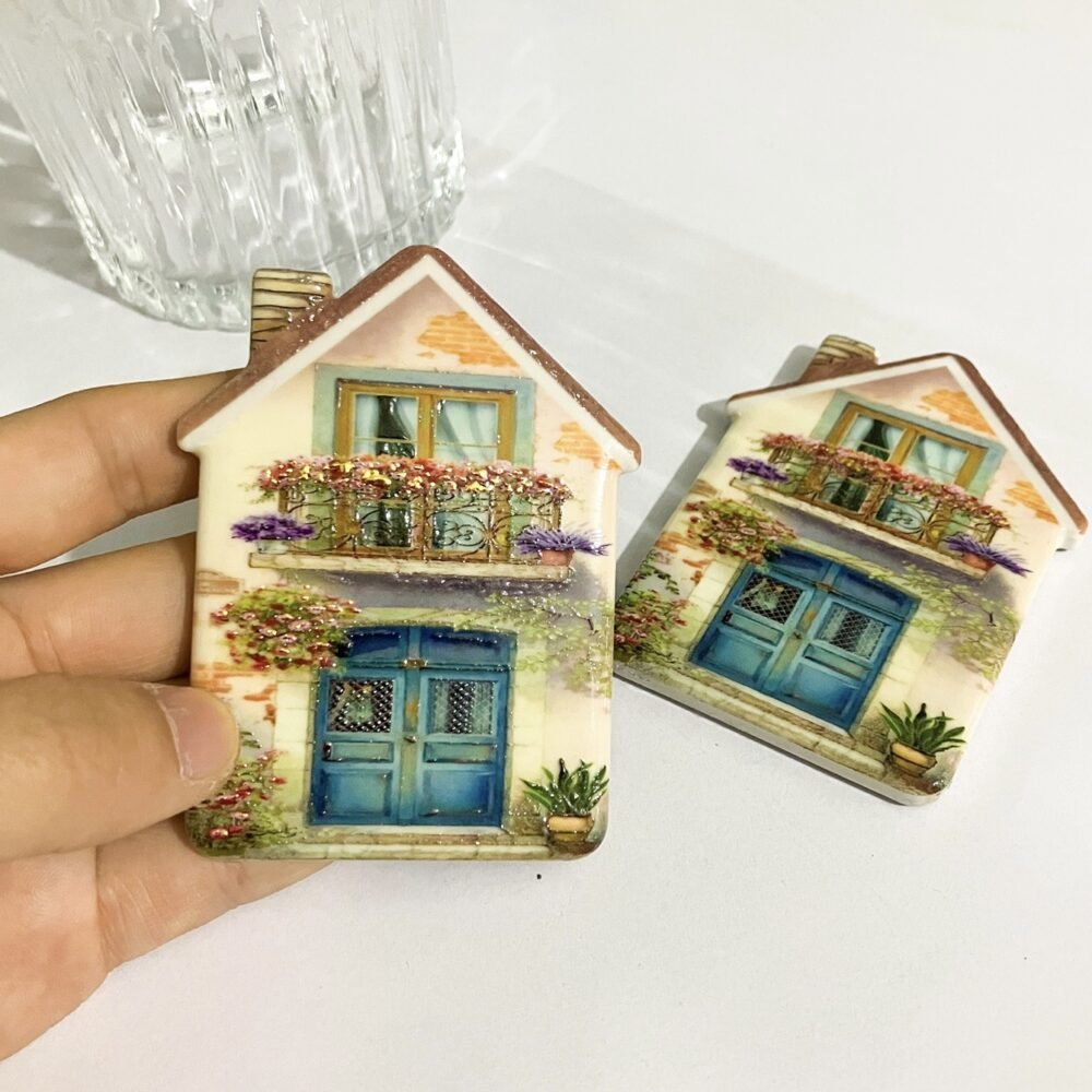wholesale melamine house fridge magnets with gold-plated craftsmanship, embossed texture, shatter-resistant synthetic resin for home decoration factory direct