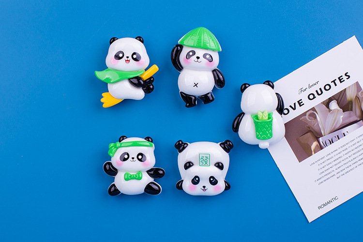 wholesale cute panda cartoon fridge magnets, 3d magnetic iron for fridge doors, home iron cabinets, and entrance decorations factory direct