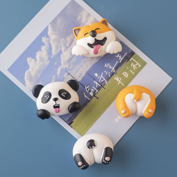 wholesale panda and shiba inu animal rear fridge magnets, decorative stickers, cartoon animal rear, creative modern minimalist magnetic stickers, resin factory direct