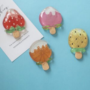 wholesale summer ice cream fridge magnets, magnetic stickers, creative cartoon, cute resin strawberries with jelly texture, home decorative message stickers factory direct