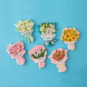 wholesale realistic resin 3d bouquet fridge magnets, creative magnets with roses, sunflowers, lilies, cultural and creative gifts factory direct