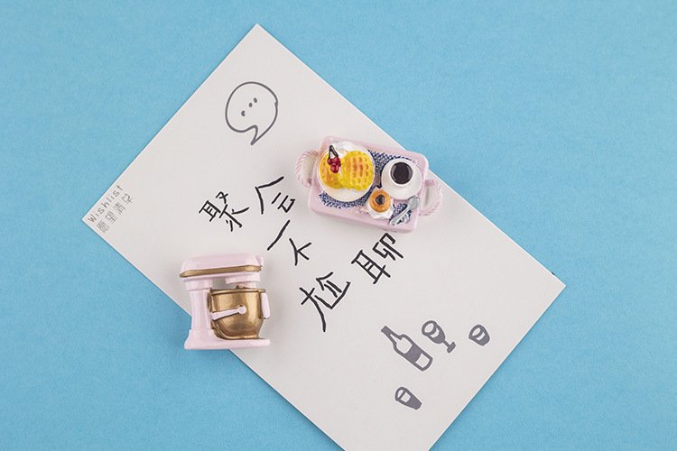wholesale pink kitchen fridge magnets, afternoon tea and baking tools, simulated cake and kitchen utensils magnetic decorations factory direct