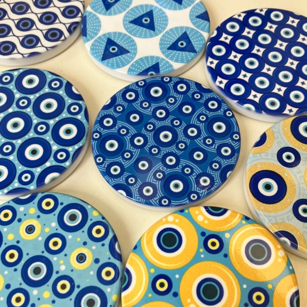 wholesale round angel eye ceramic fridge magnets, suitable for amazon cross-border european and american markets, home daily decorative magnets factory direct