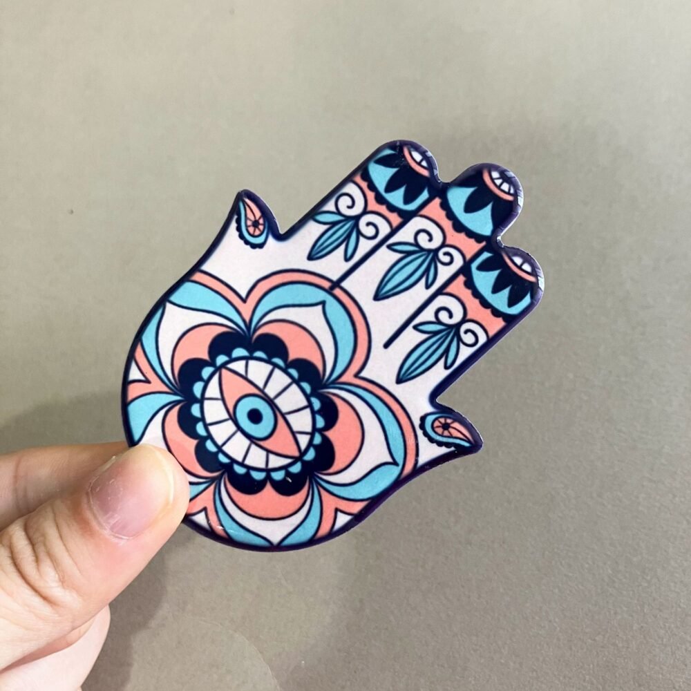 wholesale hand of fatima ceramic fridge magnets, creative palm design, angel eye magnets for home decoration factory direct