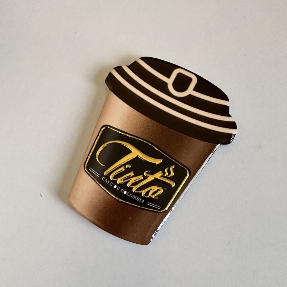 wholesale gold-plated 3d embossed coffee cup-shaped fridge magnets, waterproof creative ceramic for home daily use factory direct