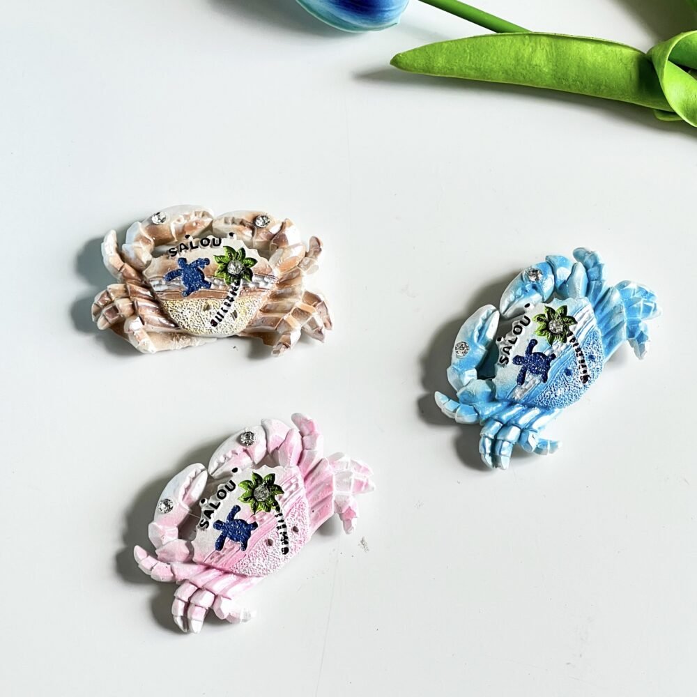 wholesale dolphin and crab cute resin fridge magnets, hand-painted ocean style for home daily use factory direct